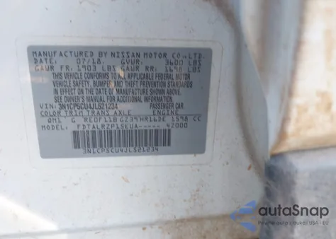 2018 Nissan Kicks S z USA, uszkodzony, nr VIN 3N1CP5CU4JL521234